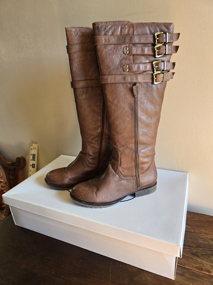 Women's Steve Madden 7.5M Brown Knee High P-Mikel Brown Upper Leather Boots