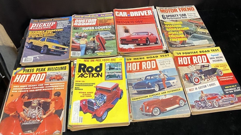 Classic Car Magazines 50s60s70s80s90s HOT ROD MOTOR TREND ROD ACTION Lot Of 59