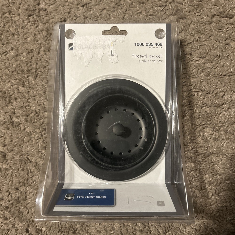 Glacier Bay Matte Black Fixed Post Kitchen Sink Strainer 7043-103MB