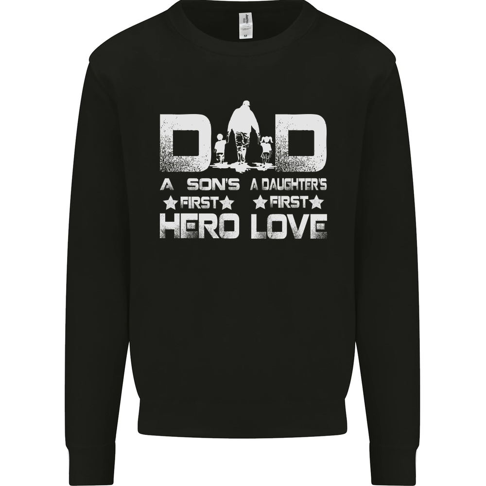Fathers Day Son Hero Daughter Love Dad Mens Sweatshirt Jumper-image