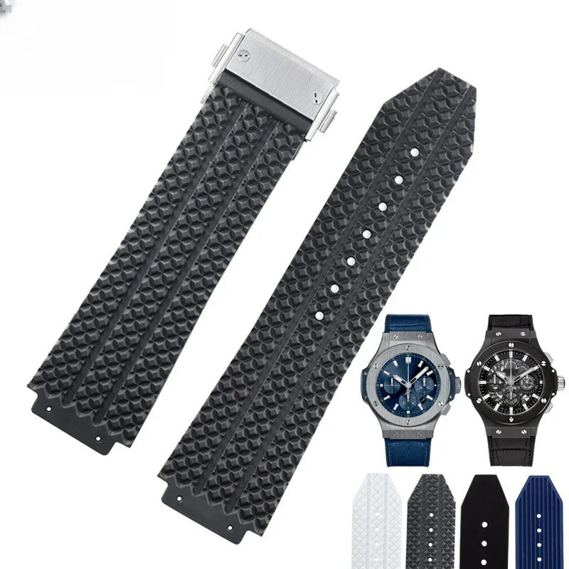 Silicone Watch Strap for Hublot Big Bang Classic Fusion 26x19mm White Blue Brown