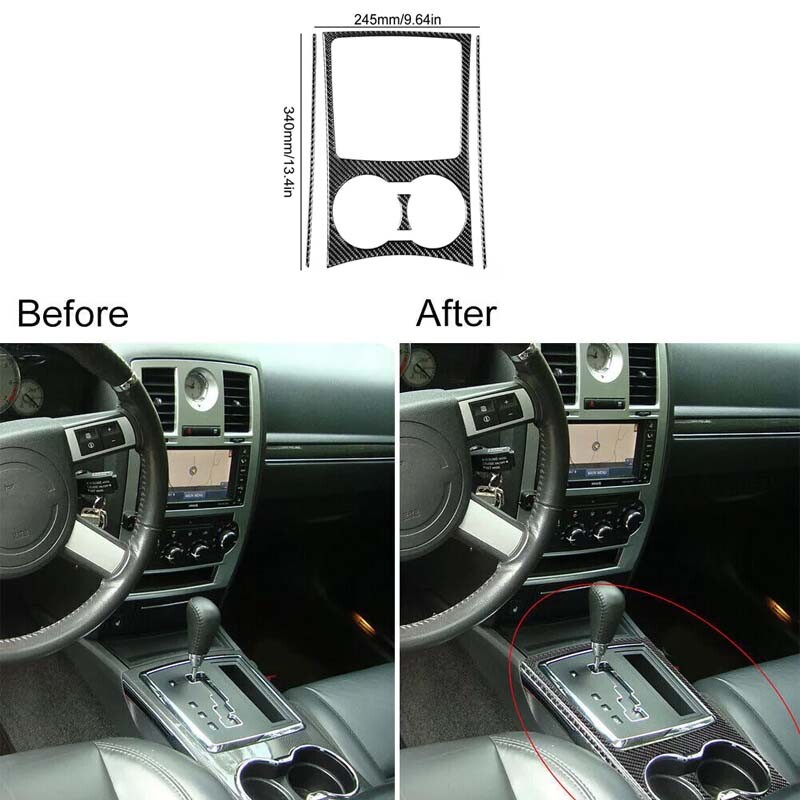 For Chrysler 300 Cover Trim 4* Transmission Cupholder Carbon Fiber Car Interior