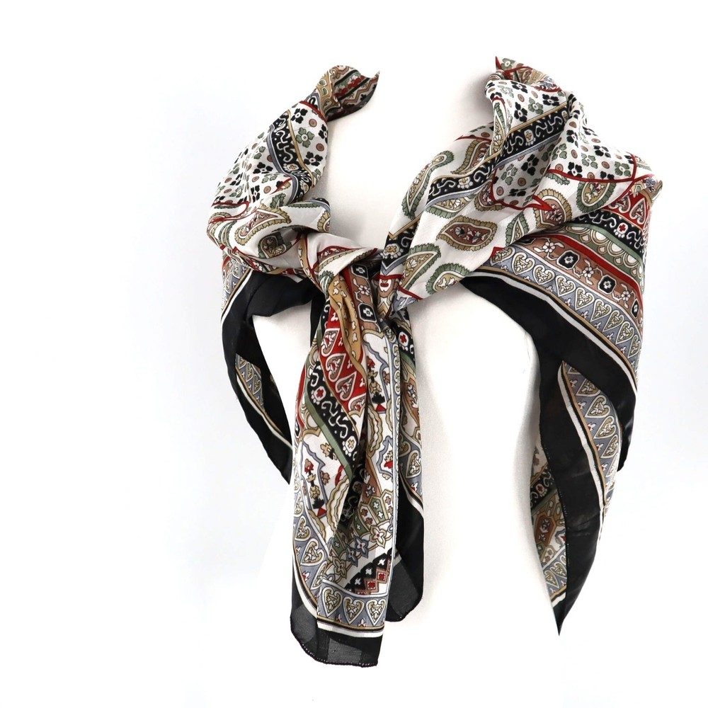 Seren Square Bold Paisley & Geometric Patterns Scarf O/S Vintage Boho Chic