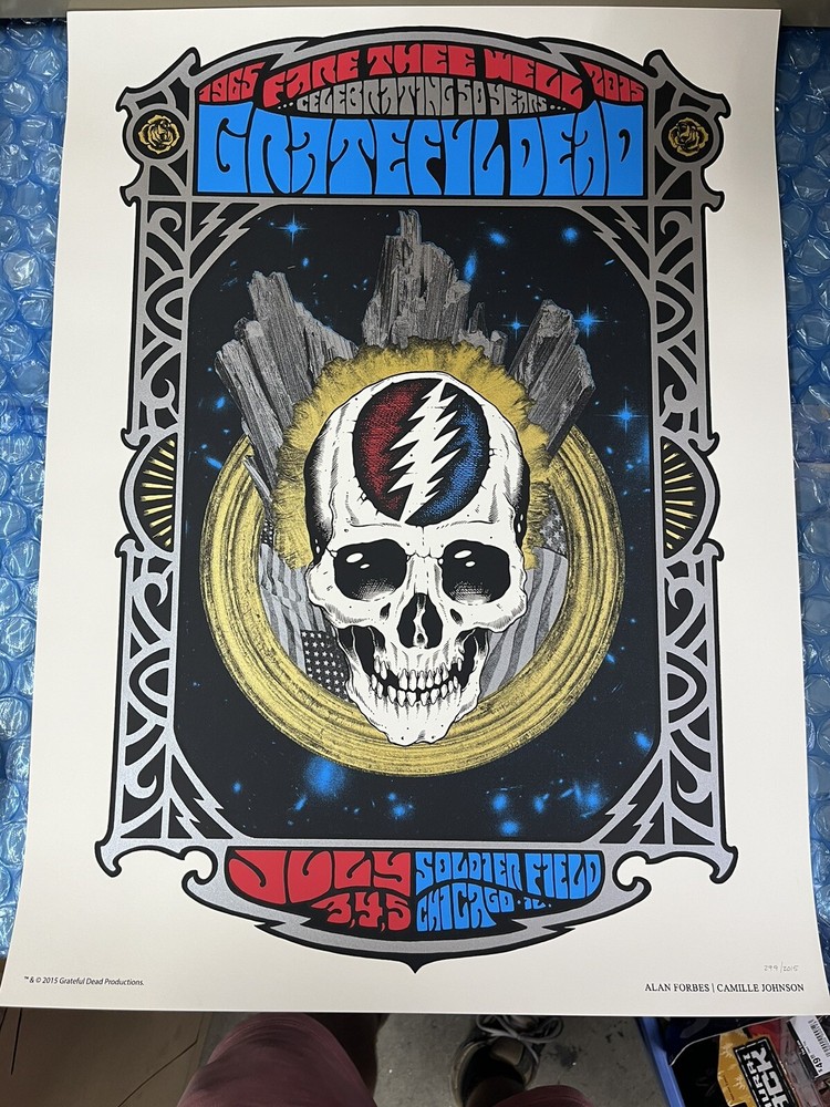Grateful Dead 2015 Alan Forbes Steal Your Face Poster Chicago IL  