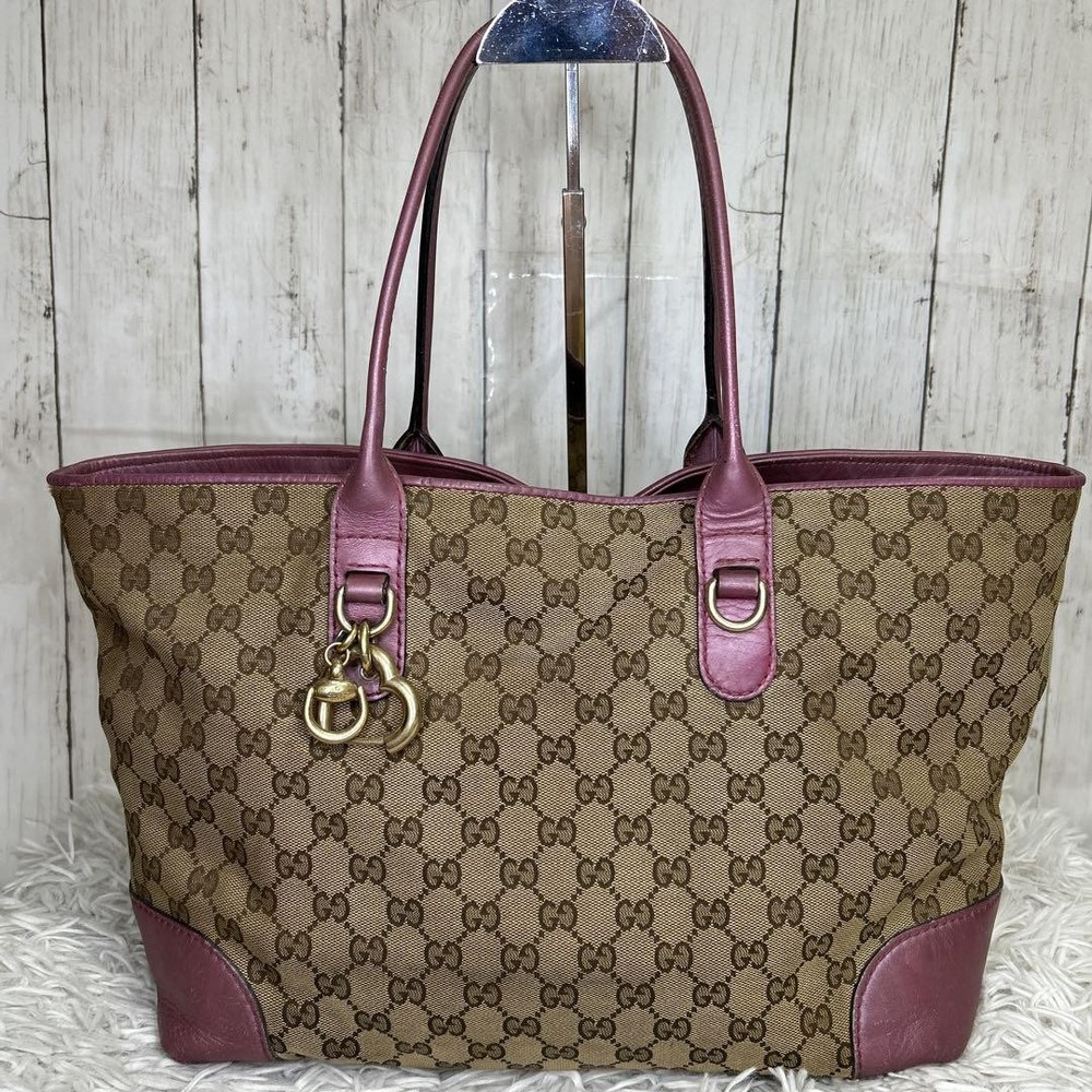 GUCCI GG Canvas Beige Tote Bag Authentic Luxury Handbag G070117