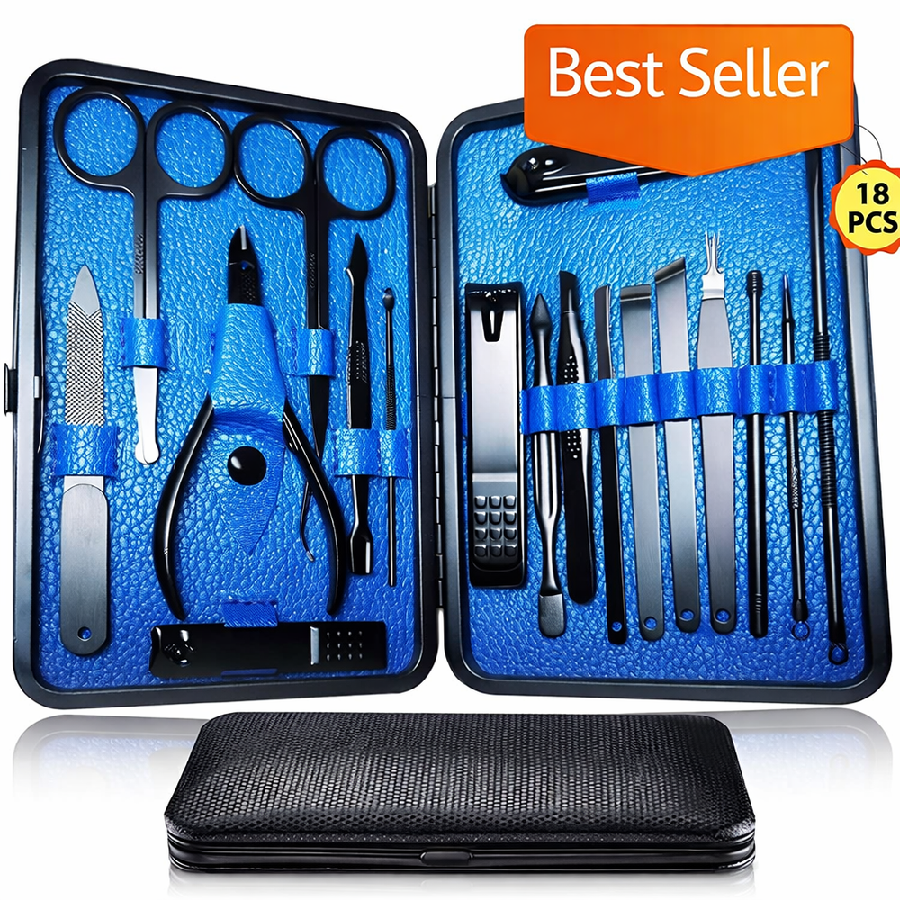18-in-1 Stainless Steel Pedicure Manicure Set – Professional Grooming Kit