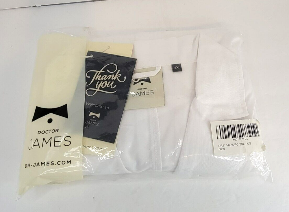 Men's 2XL Doctor James White Lab Coat DR11 Professional Medical Wear