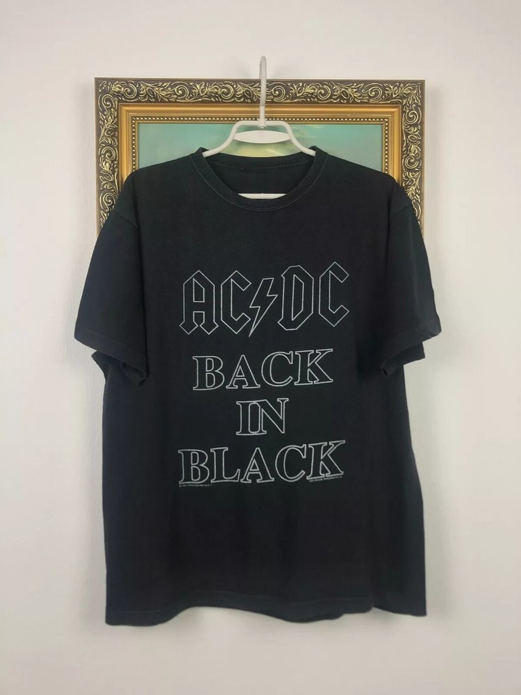 Vintage ACDC Back In Black Band Tee Shirt Jersey Rare Hype Metal Mens Size L