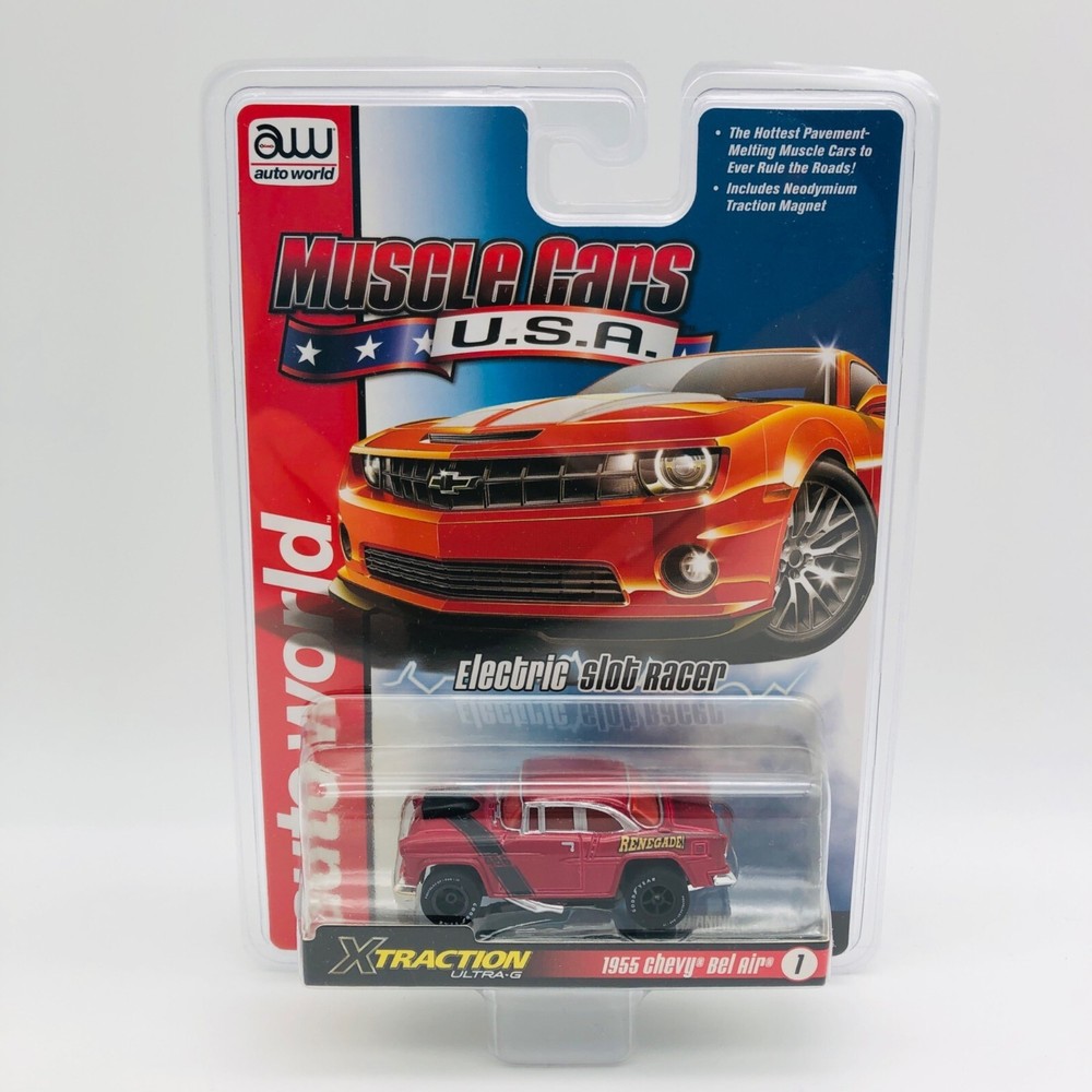 Auto World X-Traction Ultra-G Red 1955 Chevy Bel Air Electric HO Slot Car New