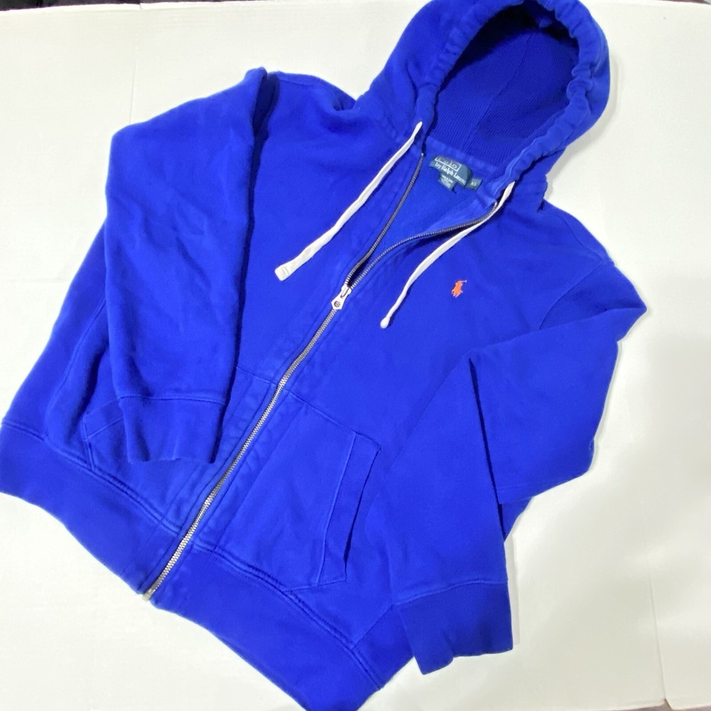 Polo Ralph Lauren Full Zip Hoodie Men's Size XL Blue Waffle Heavyweight