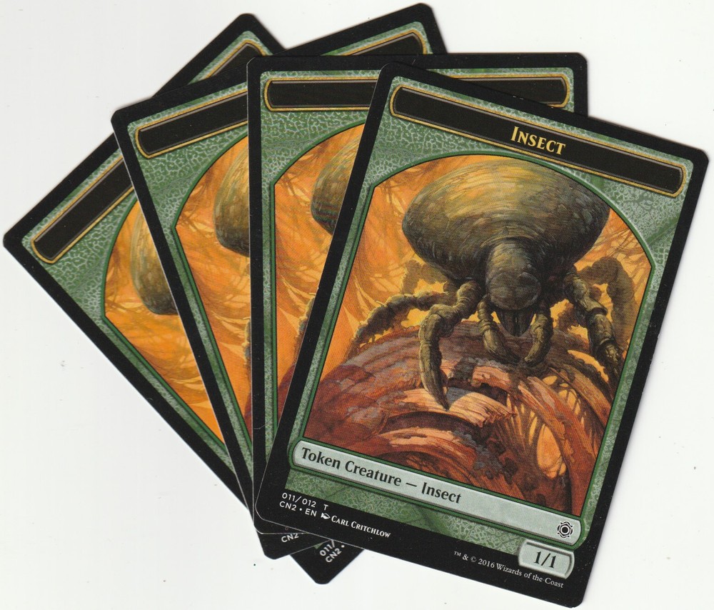 4 Magic the Gathering MTG Green Insect Creature Tokens Playset - Excellent Condition  