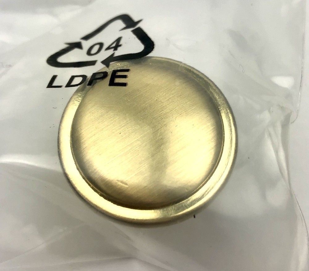 Brushed Brass Round Drawer Pulls Knobs 1”  Set of 5 New