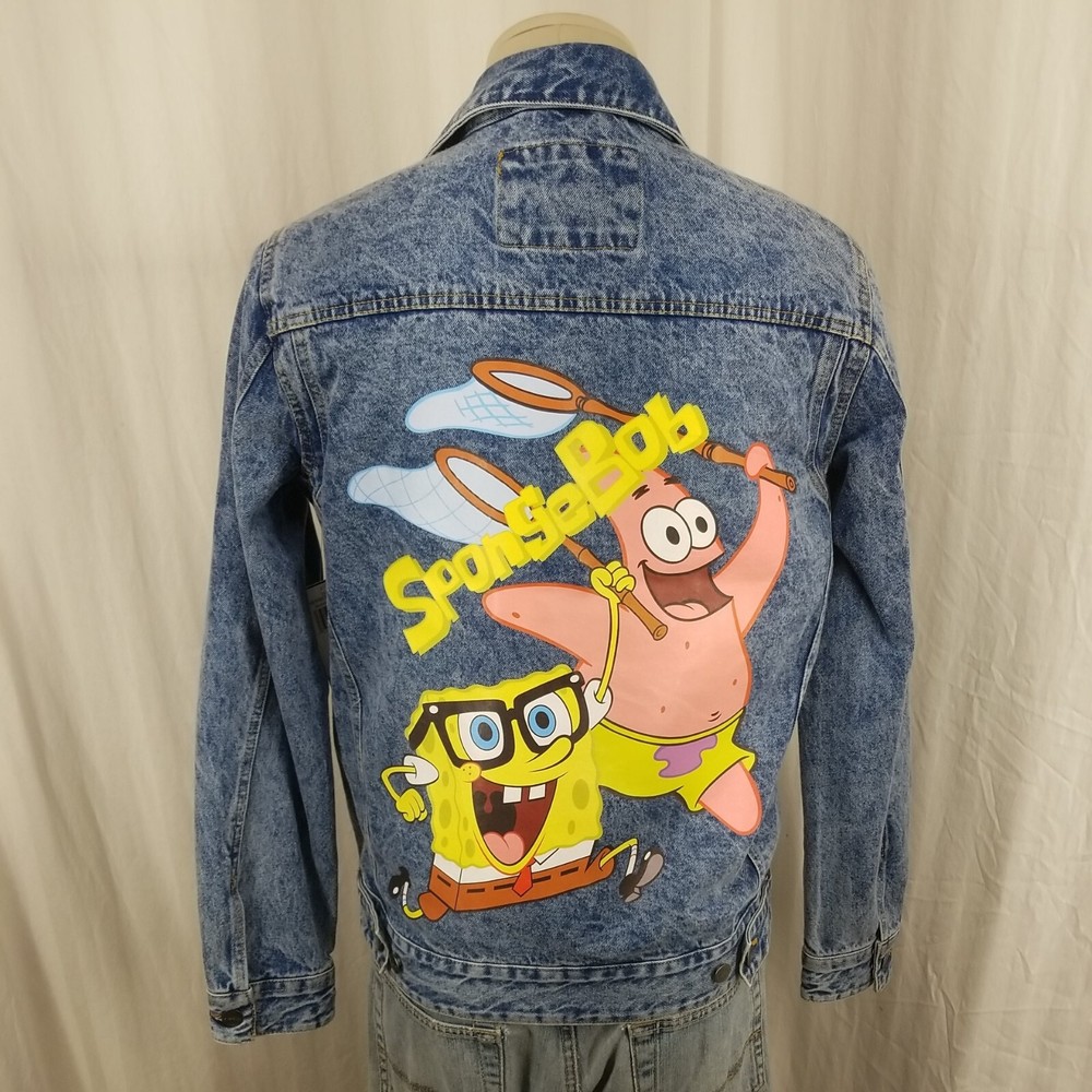 Members Only X Nickelodeon Classic SpongeBob Denim Jean 4 Pocket Jacket Medium-image