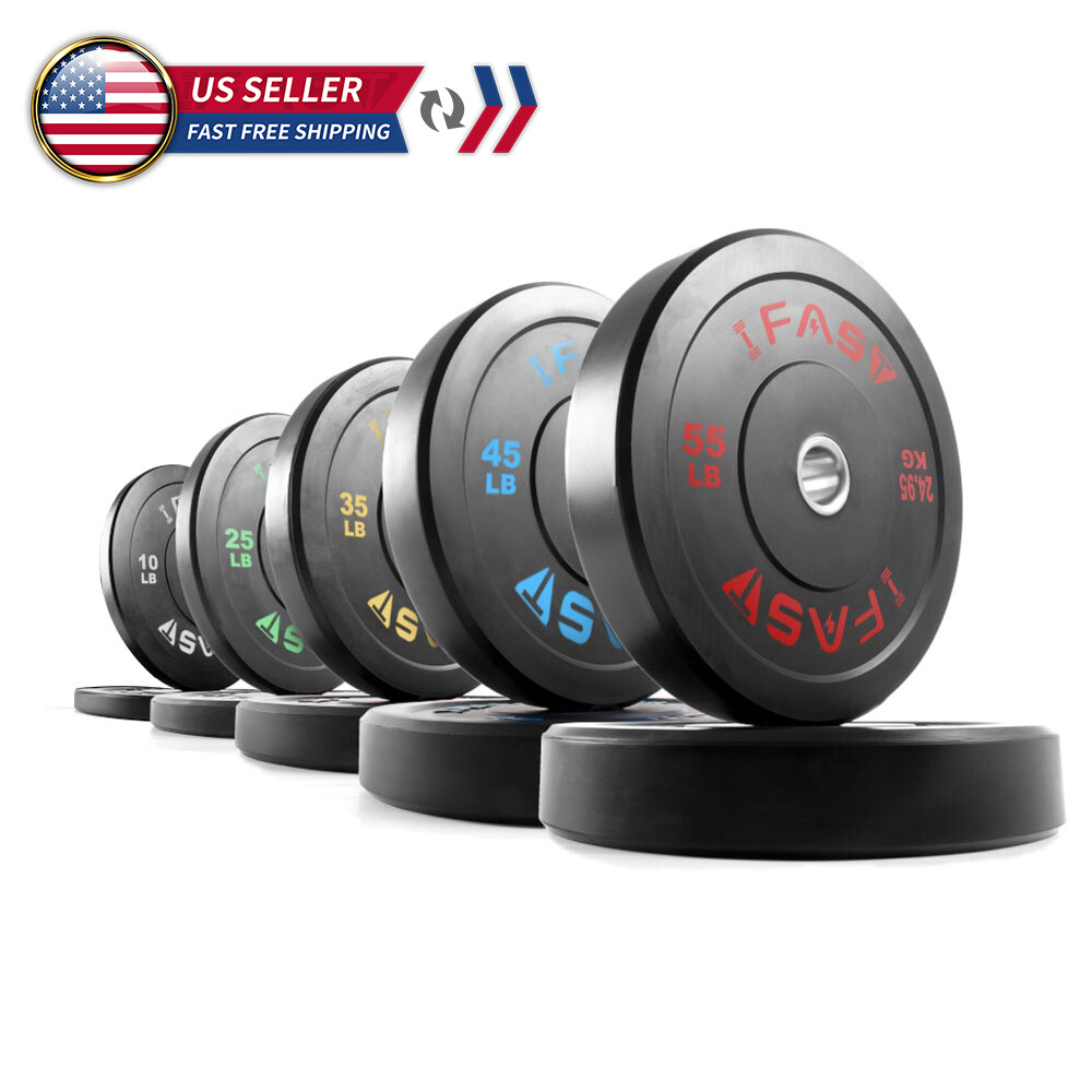 Olympic Rubber Barbell Weight Plates 10LB/25LB/35LB/45LB Bumper Plates Workout