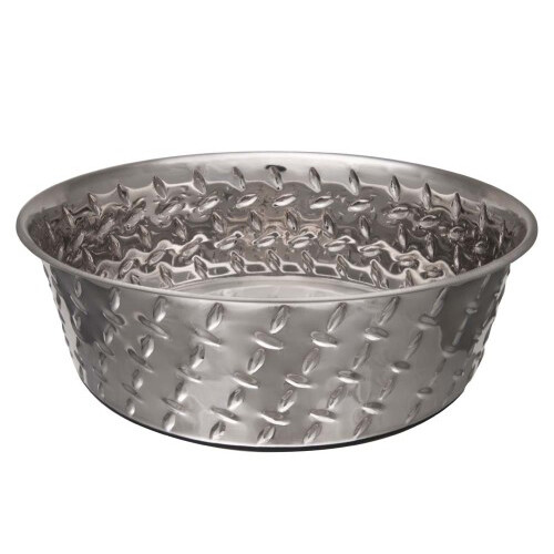 Loving Pets Diamond Plate Bowls with Non Skid Bottom Do