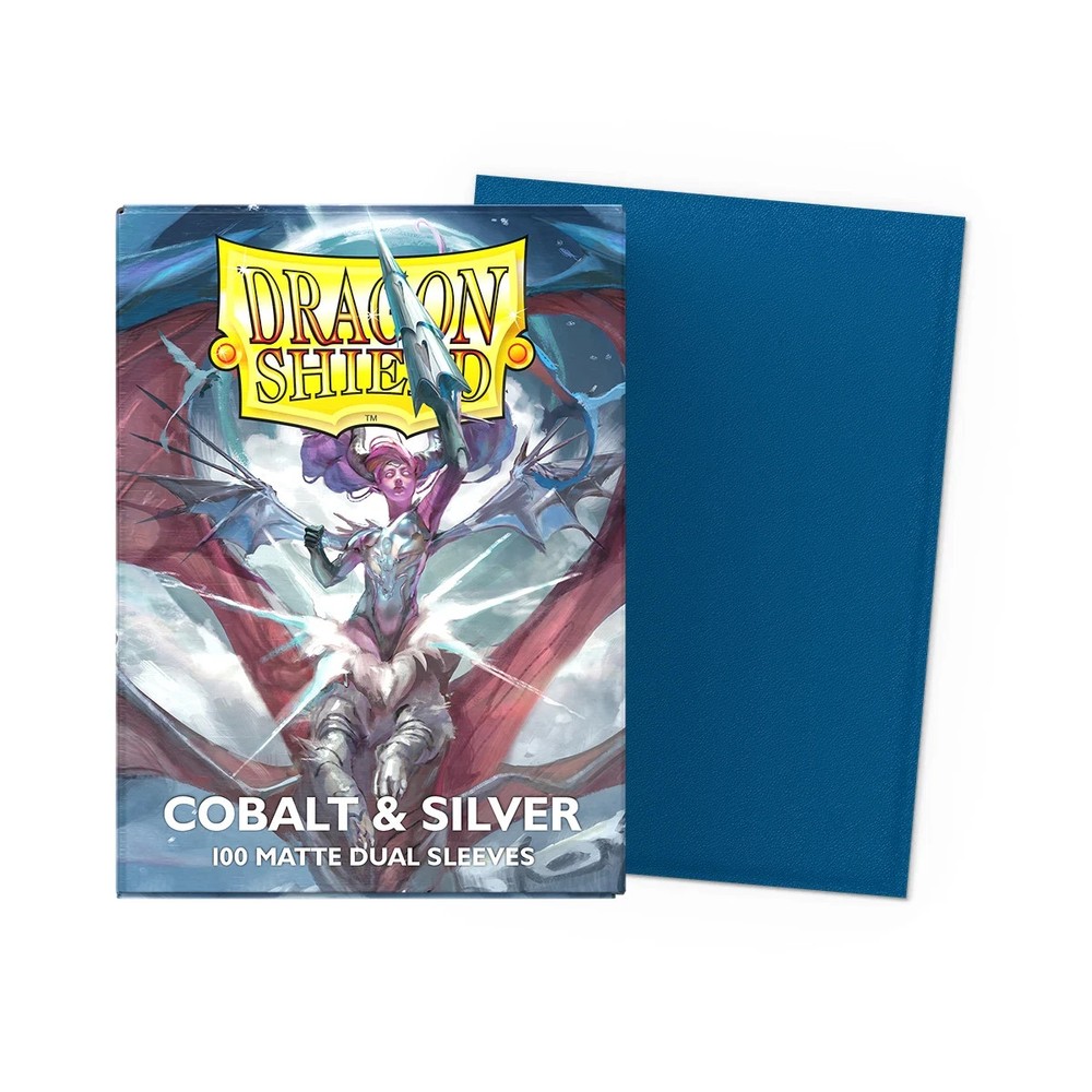 Dragon Shield Matte Dual Cobalt and Silver Sleeves 100ct - Standard Size