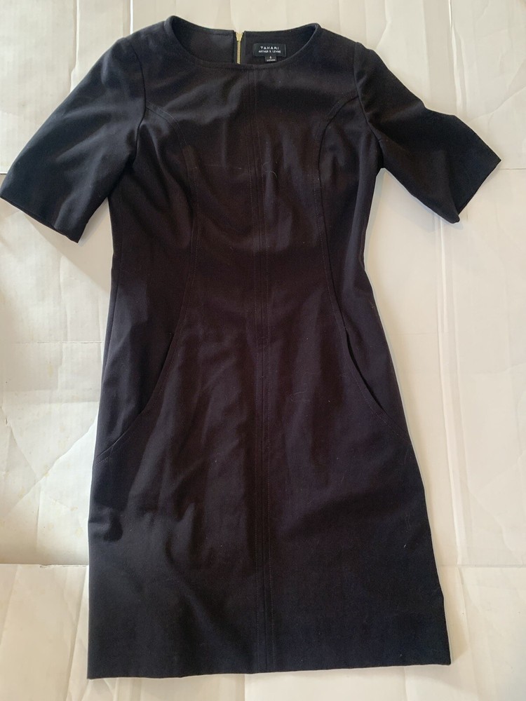Tahari Arthur S. Levine Womens Size 6 Black Fully Lined  Sheath Dress Back Zip