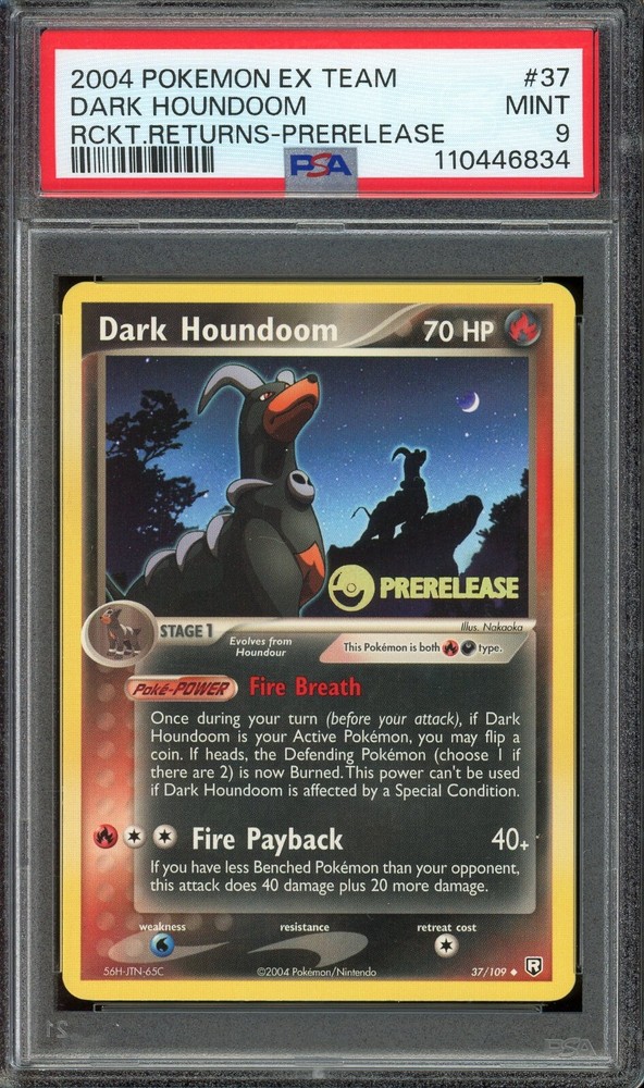 [PSA 9] Dark Houndoom 37/109 Team Rocket Returns Prerelease Stamp Holo POKEMON