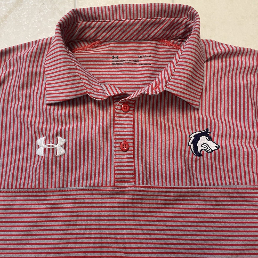 Under Armour Heat Gear Polo Golf Shirt Washington Huskies Mens Size L