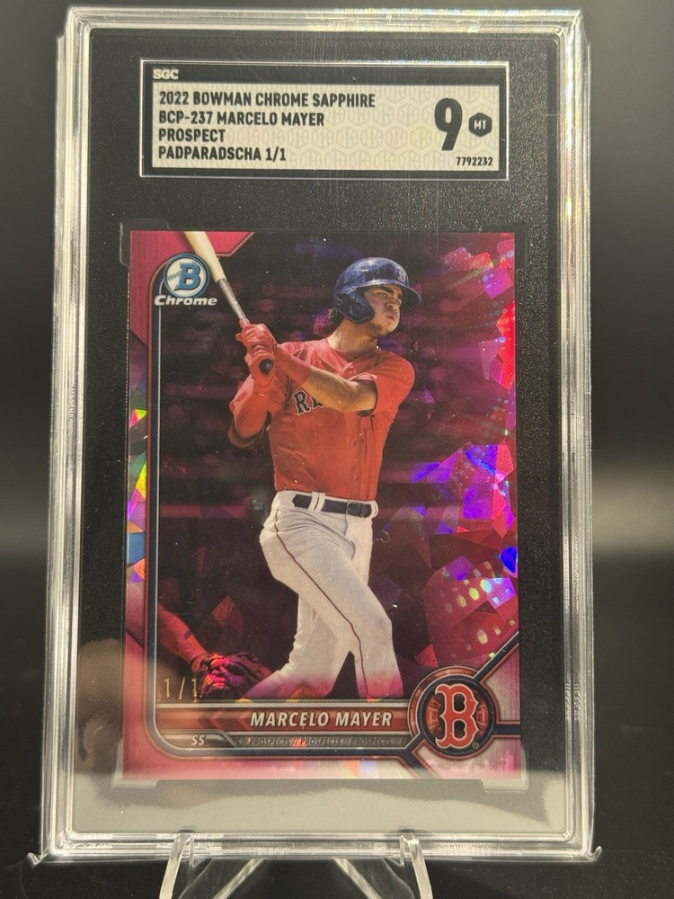 2022 Bowman Chrome Sapphire Marcelo Mayer BCP-237 Padparadscha 1/1 RC Prospect
