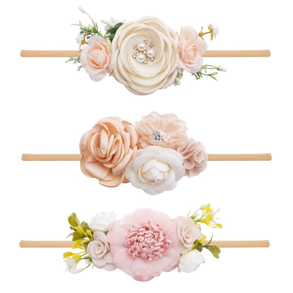 Floral Baby Headbands Set of 3 Flower Crowns