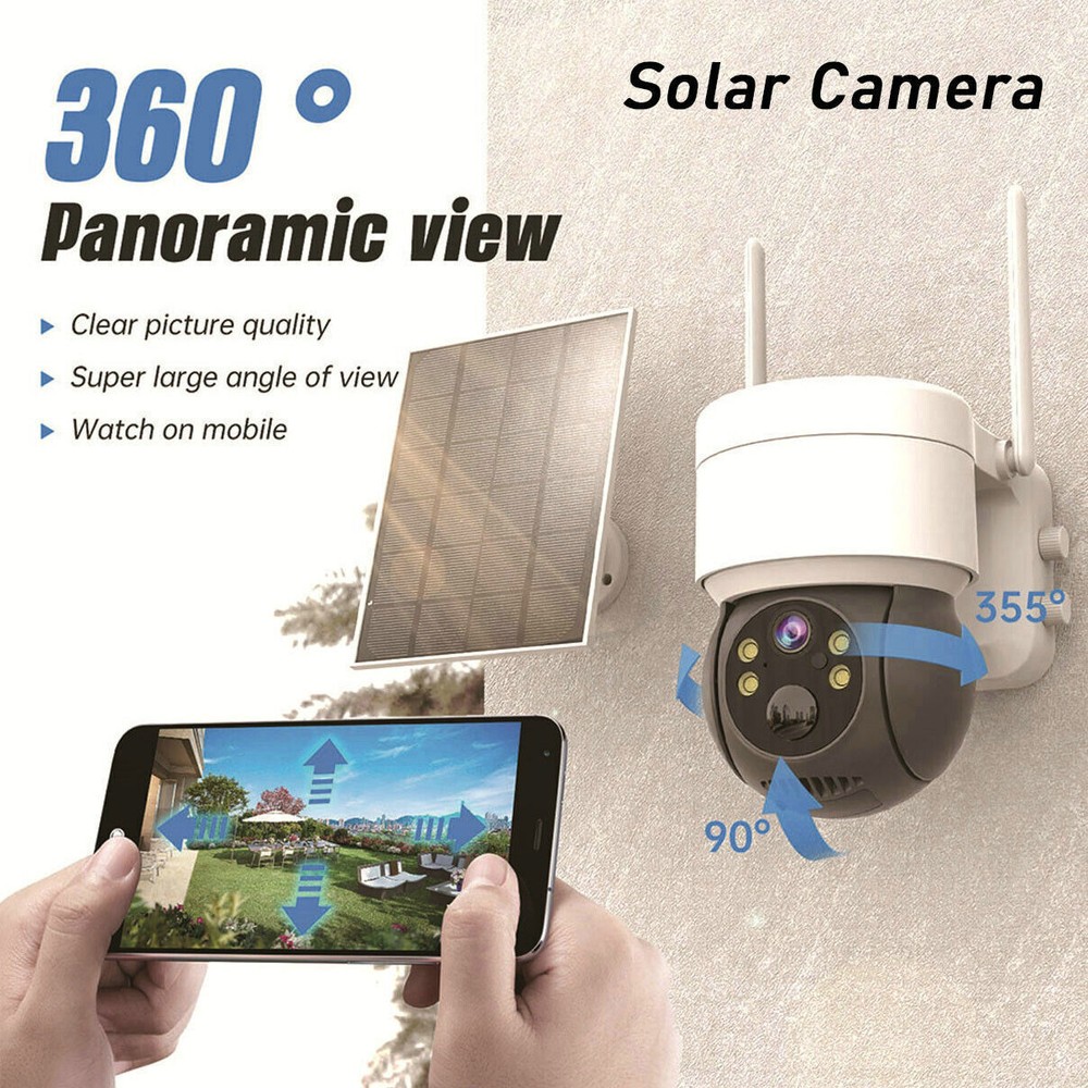 1080P PTZ Solar Security Camera Outdoor 360° Wireless WiFi Solar Camera