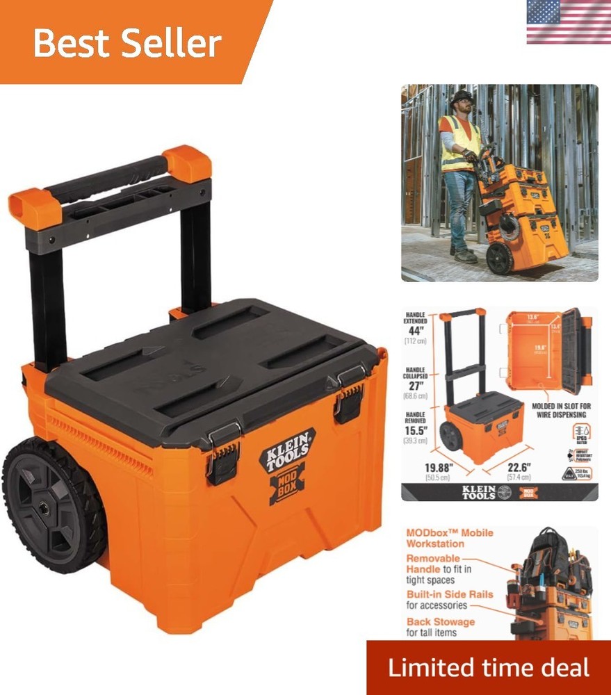 Sturdy MODbox Rolling Toolbox with Stackable Design Side Rails & Secure Lid