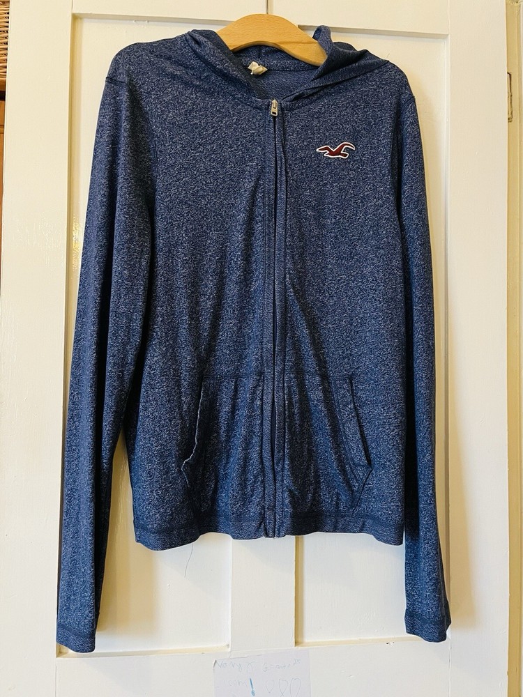 New Hollister Blue Marl Super Soft Jersey Zip Up Hoodie XL Chest 44