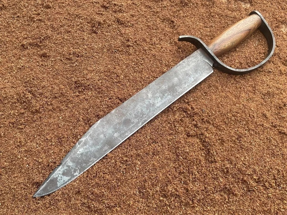 Custom Handmade Forged Carbon Steel Hunting D-Guard Bowie Knife with Sheath