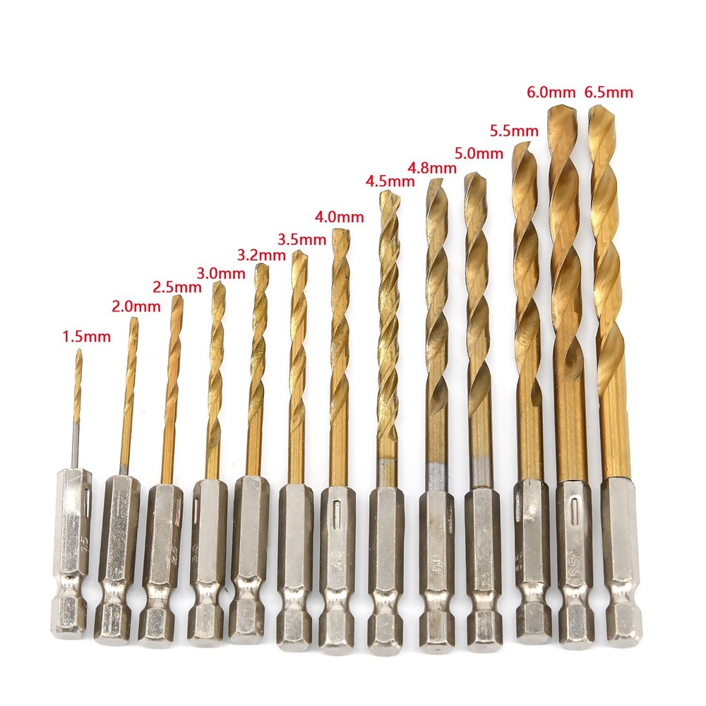 13pcs Set V HSS High Speed Steel Drill Bit Set Screw Extractor Tools 1.5mm-6.5mm