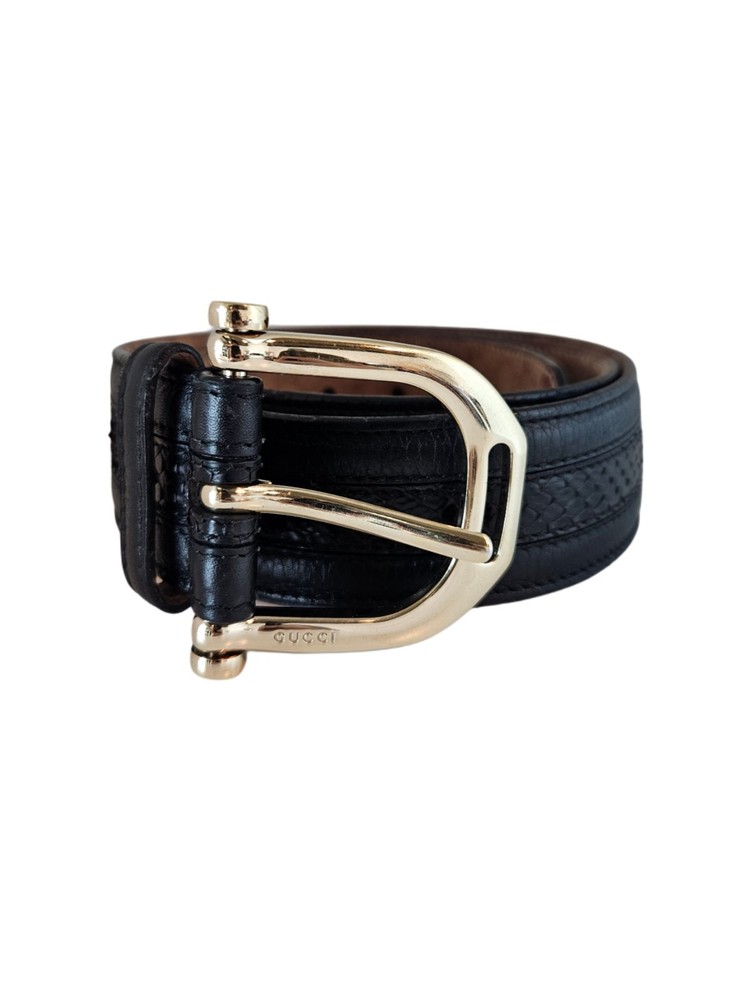 Gucci Black Leather Belt with Classic GG Buckle