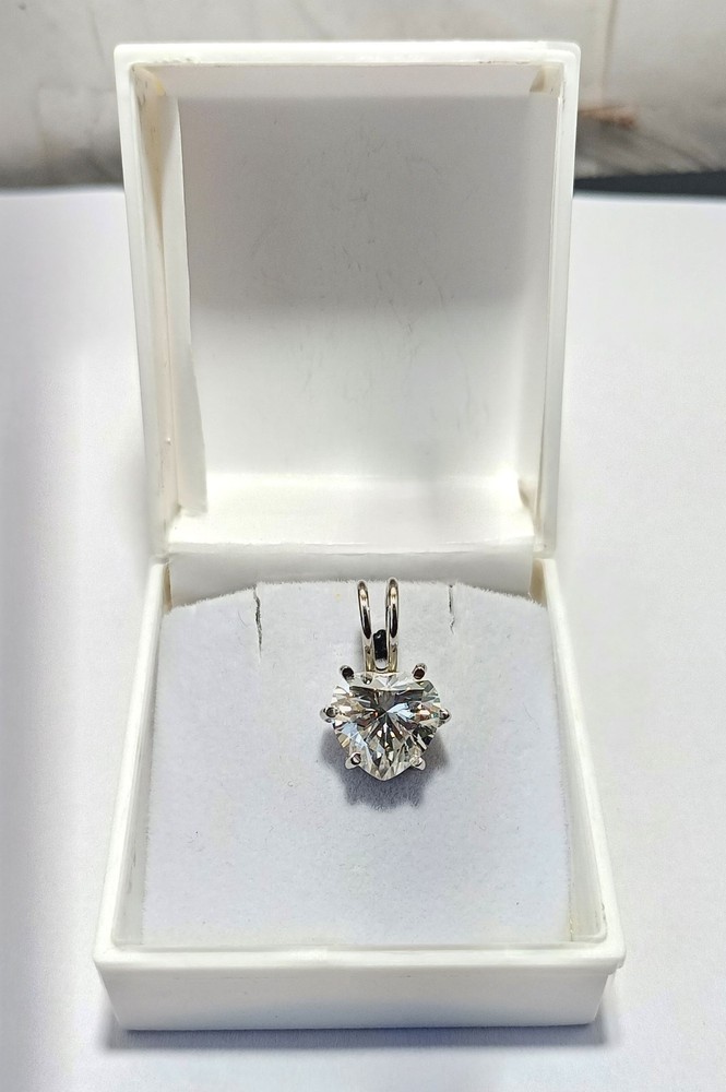 5 Ct Certified Lab-Created  White Diamond Solitaire Heart Cut Pendant