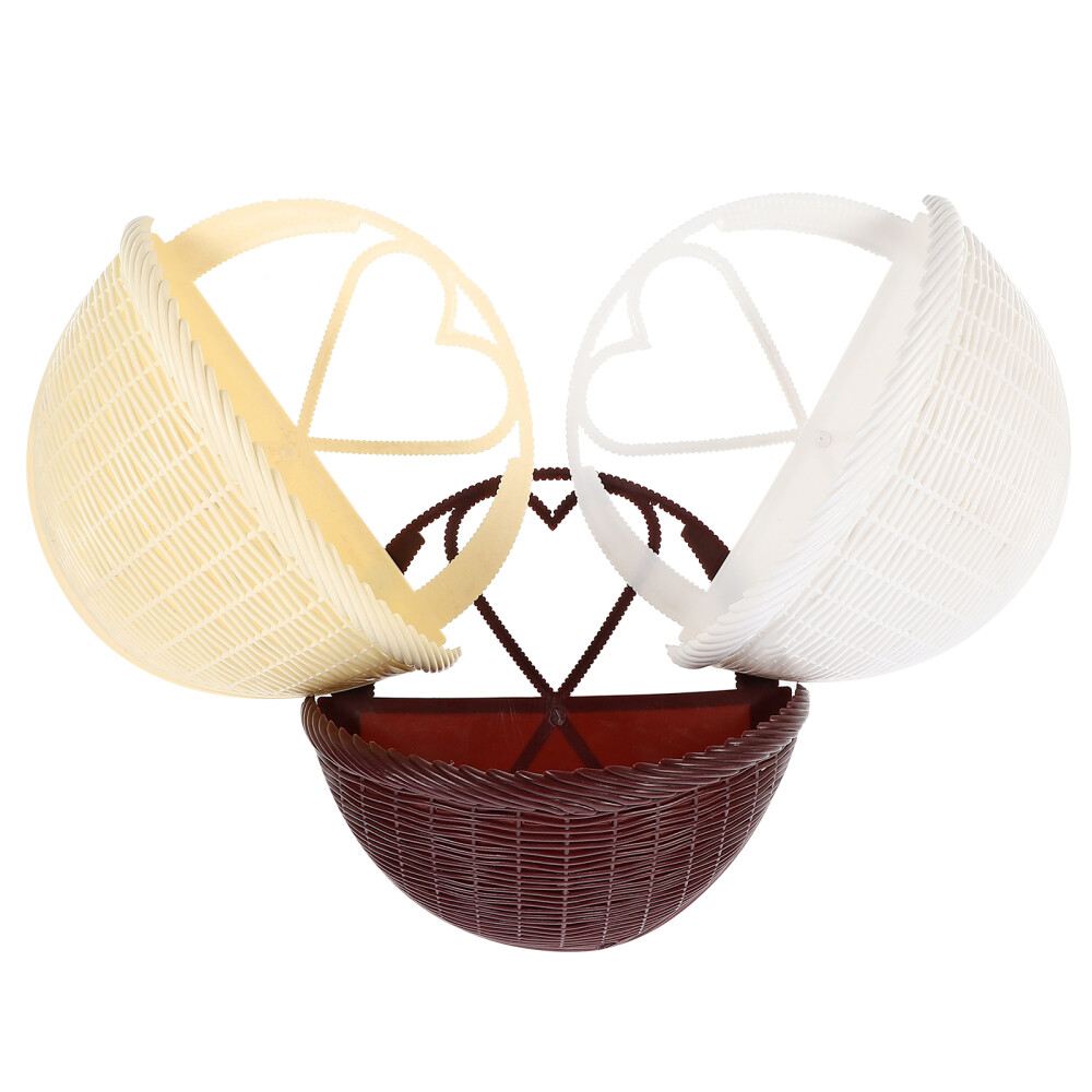 3 Pcs Plant Rack Wall Hanging Flower Basket Space-saving Rattan