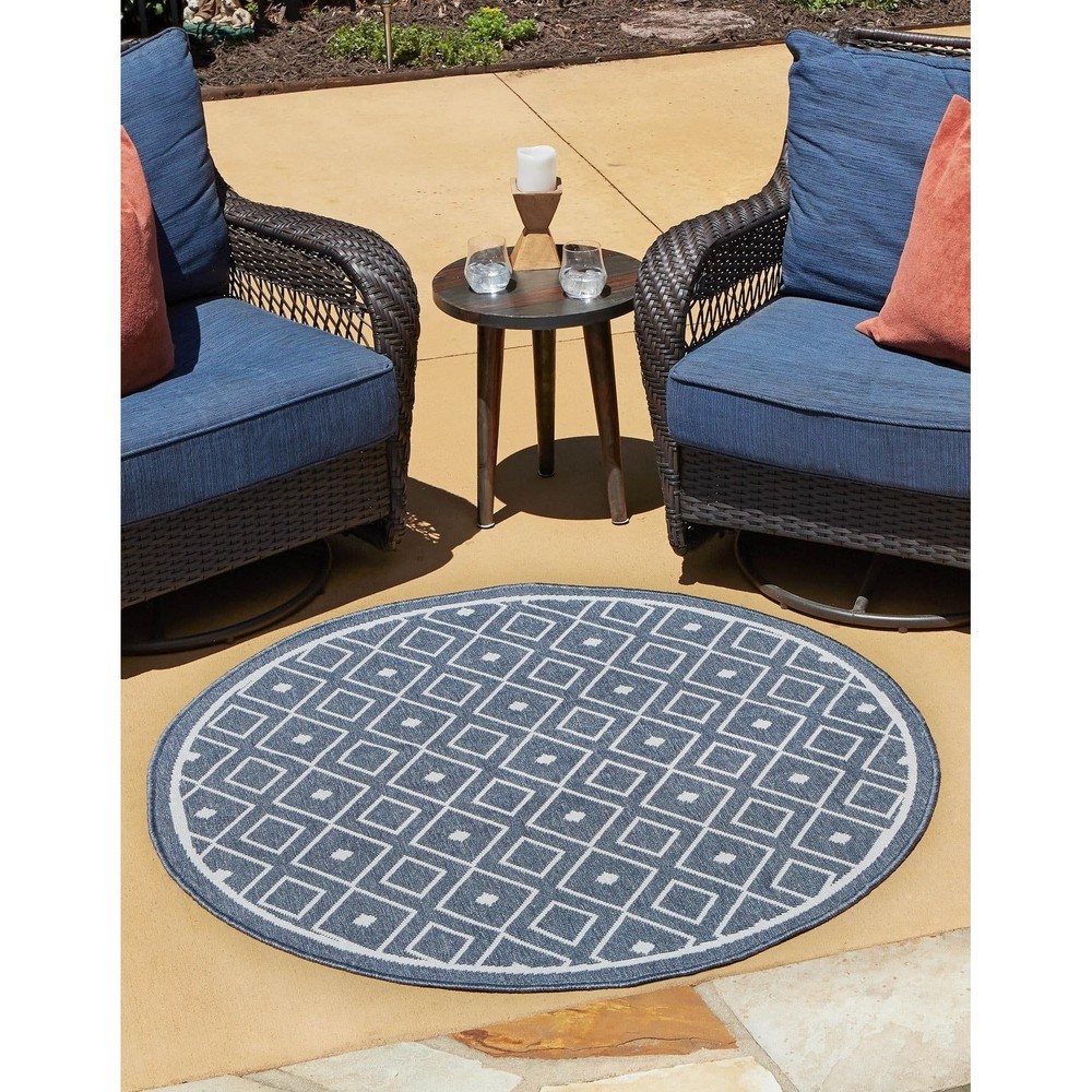 Outdoor Khence Collection Durable All-Weather Area Rug for Patio or Deck