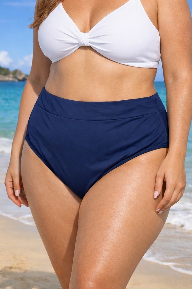Mynah High-Rise Bikini Bottom XXL Navy Blue Medium Coverage Swim Bottom NWT