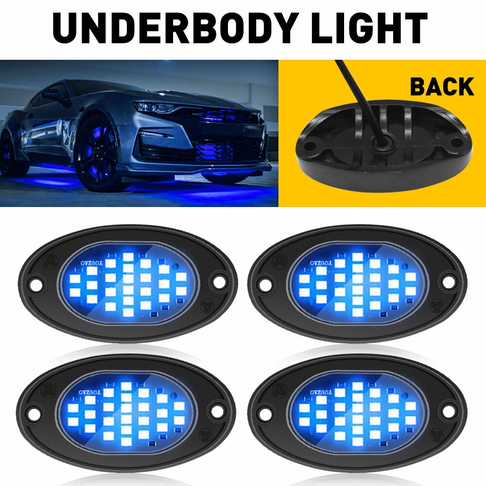 Blue LED Rock Lights Underbody Light For Jeep Offroad Truck ATV UTV 4X4 Car Boat