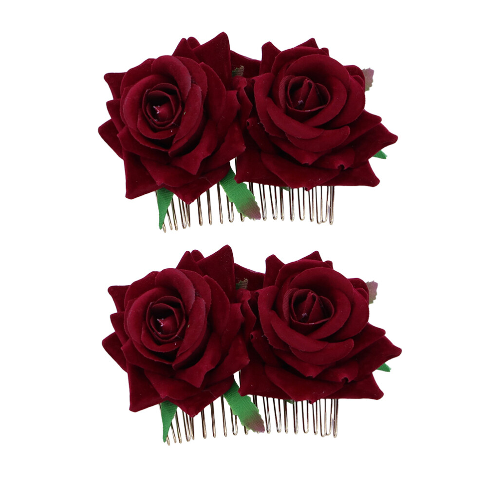 2-Piece Miss Rose Wedding Hair Clips Elegant Side Combs for Bridal Hair Accessories