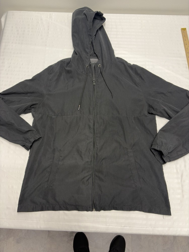 Triumph Over Tragedy Jacket Men Large Black Hooded Windbreaker Lightweight Coat