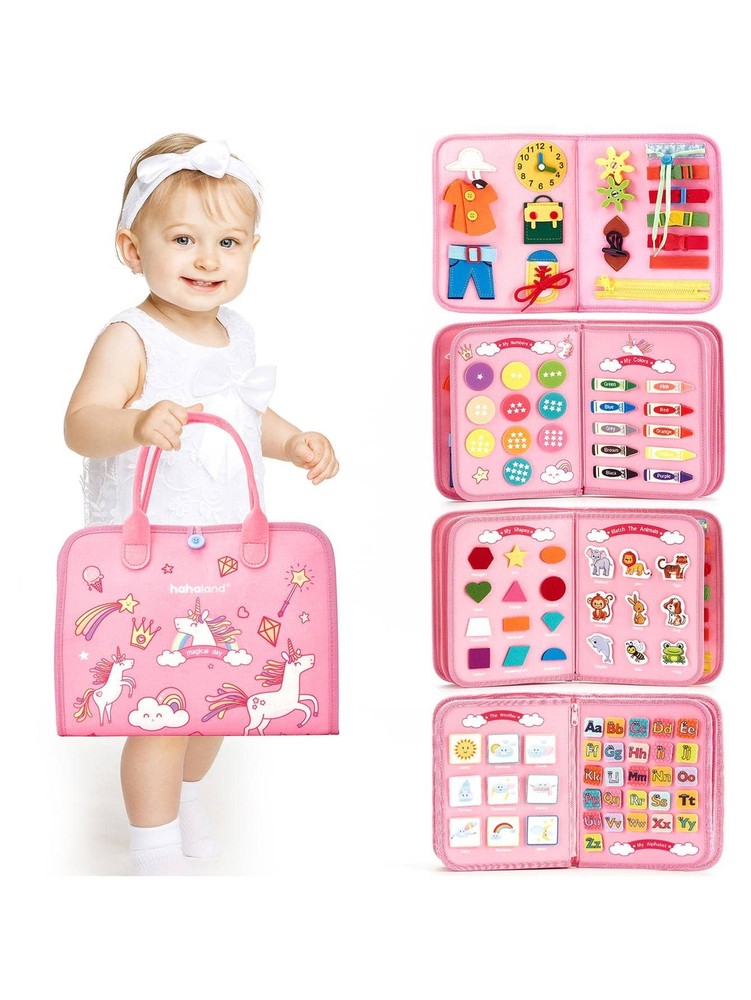 Montessori Busy Board for Toddlers - 7-in-1 Preschool Learning Toy for 2 Year Old Girls & Boys
