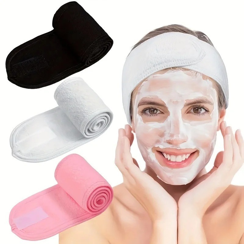 Adjustable Headband Facial Make-up Wrap Head Spa Hair Band Terry Cloth 2Pcs UK