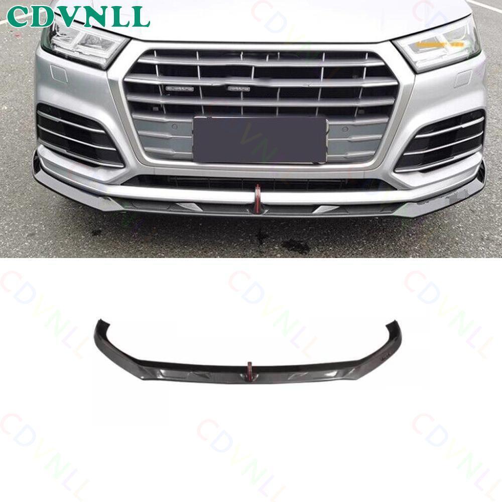For Audi Q5 SQ5 2018-2020 ABS Carbon Fiber Front Bumper Lip Spoiler Bodykit