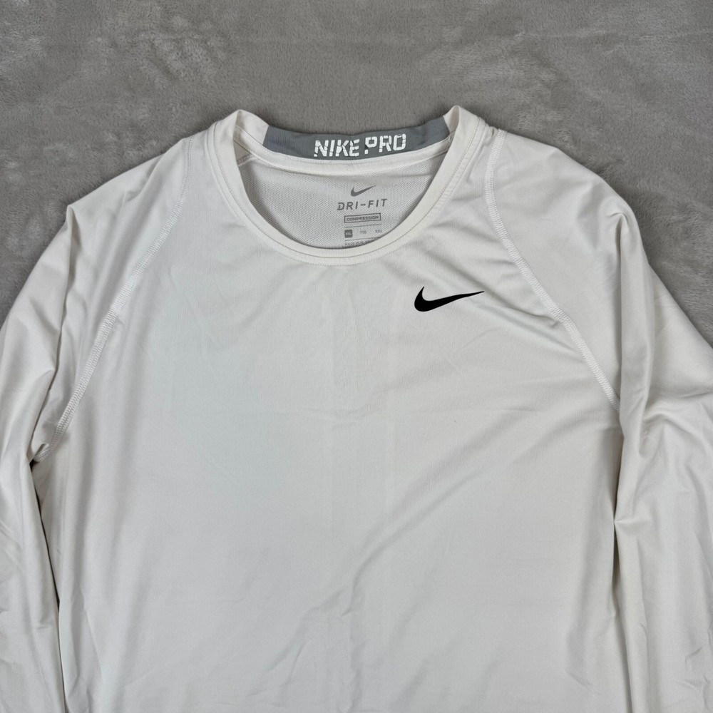 Nike Pro Dri-Fit Fitted White Long Sleeve Compression Shirt Mens Size XXL