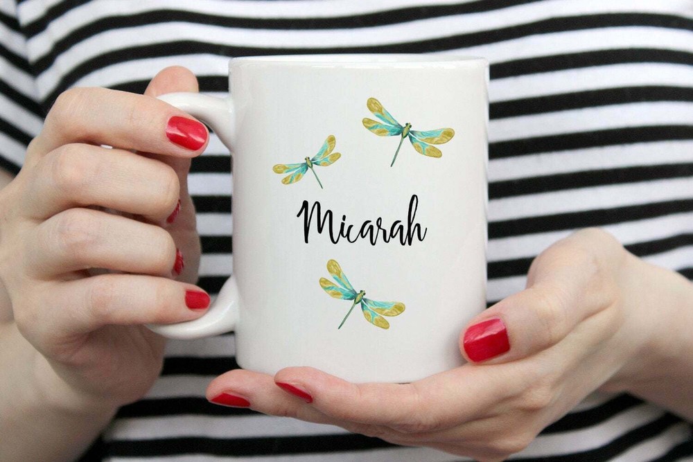 Dragonfly Mug With Personalized Name Dragonfly Gift Personalized Dragonfly