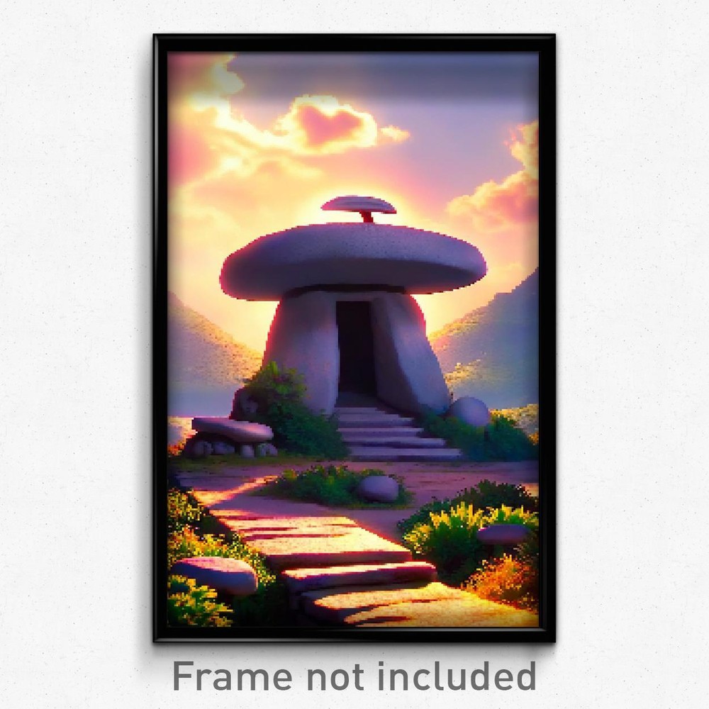 8 Bit Pixel Art Dolmen Poster - Psychedelic Trippy Video Game Print