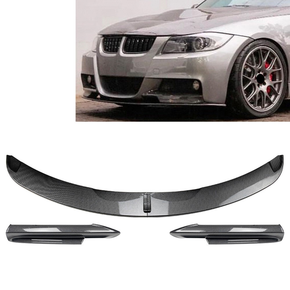 Front Bumper Spoiler Lip+Side Splitter Cover Trim Fit BMW 3 Series E90 Carbon