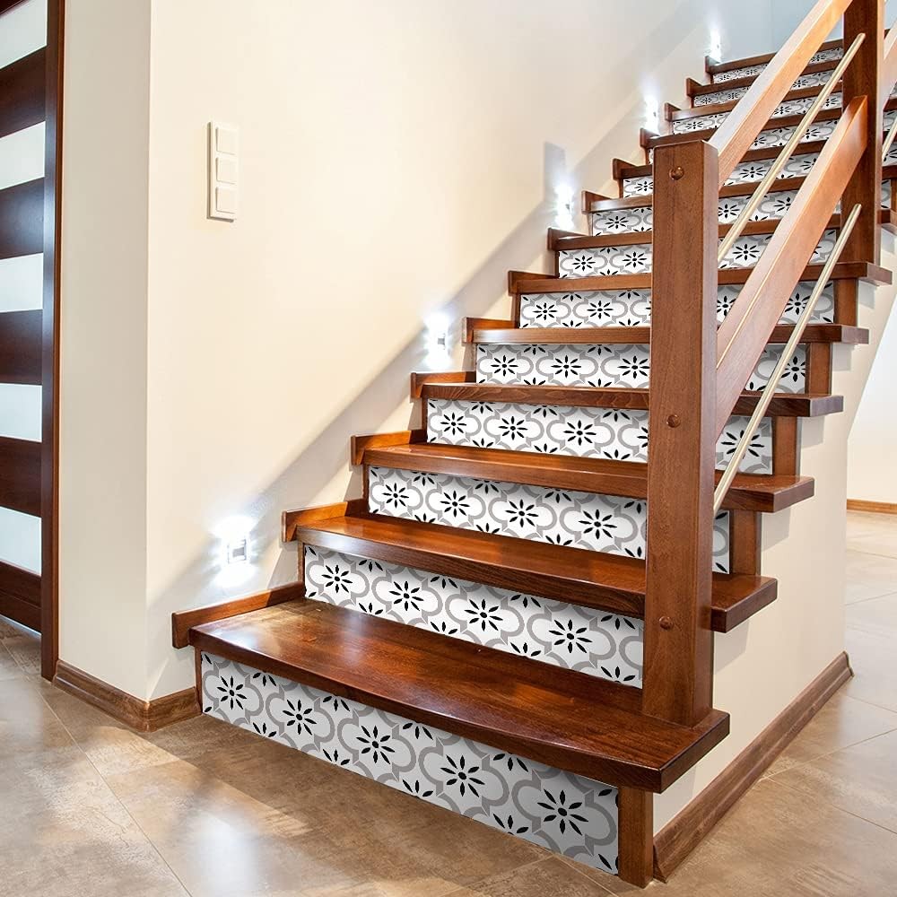 funlife 14 Strips Peel and Stick Stair Risers Stickers, 14 Strips, Lantern