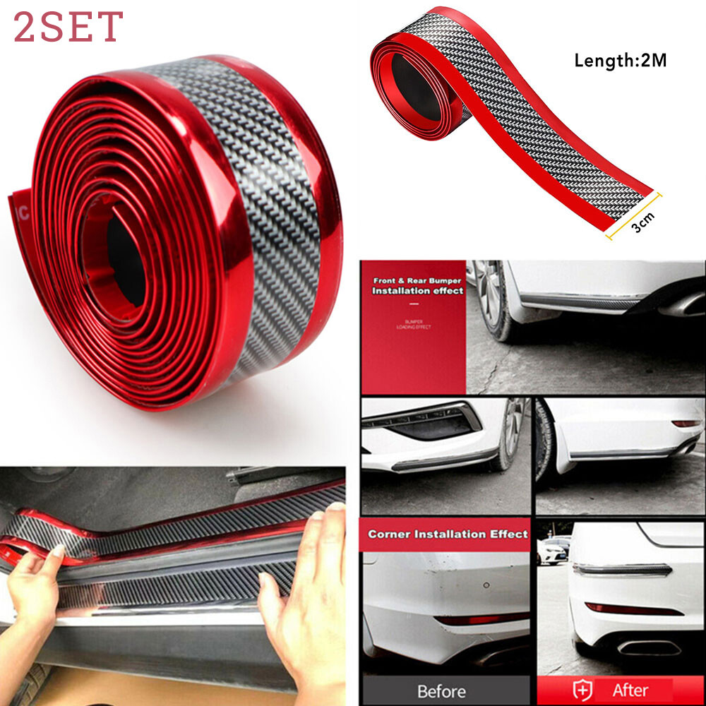 2set Protector Sill Scuff Cover Car Door Carbon Fiber Sticker Anti Scratch Strip