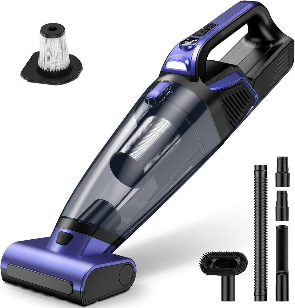 Pet Hair Handheld Vacuum Cordless: 20000PA High Power Car Vacuum with Motorized