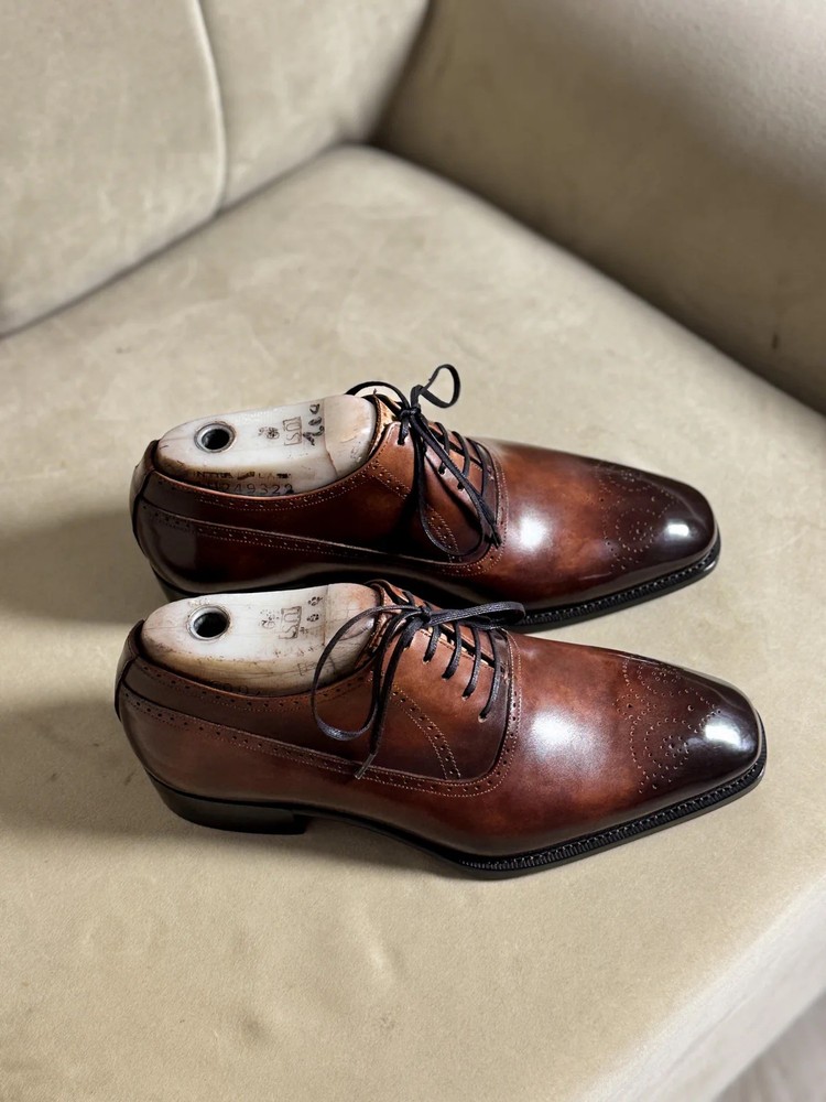 Mezlan Gables Genuine chestnut Brown brogue captoe  Oxford Men's Shoes