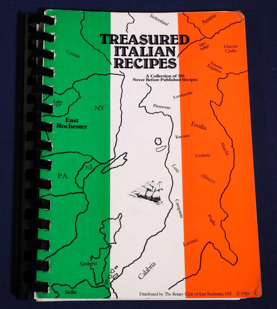 Vintage 1989 Italian Cookbook Treasured Recipes Miele C Battaglini East Rochester Rotary